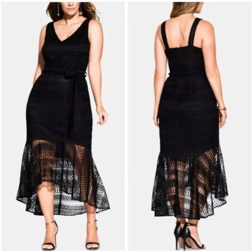 New! City Chic Simmer Lace Dress - black, size‎ 20